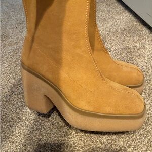 Free People Camel Suede Heeled Boots